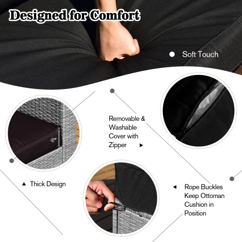 Topbuy 9 Pieces Outdoor Patio Furniture Set with 32-Inch Propane Fire Pit Table Outdoor PE Wicker Space-Saving Sectional Sofa Set with Storage Box