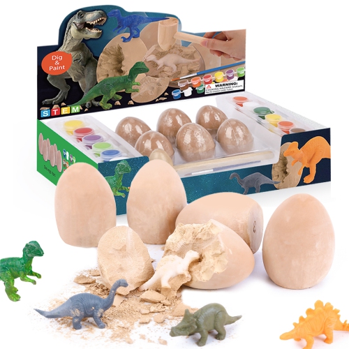 TOOKYLAND  Dino Eggs Dig Kit - 6 Dinosaurs to Excavate And Paint; Arts & Crafts Stem Toys for Kids 5 Year Old +