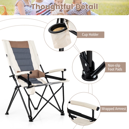 Gymax Camping Folding Chair w/ Cup Holder 330 LBS Load Capacity for Picnic Camping