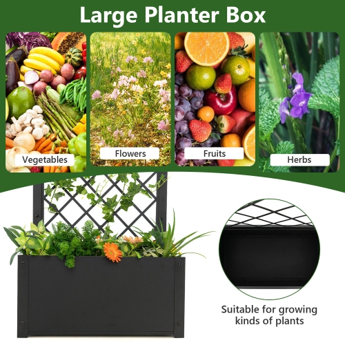 Gymax 2 PCS Raised Garden Bed with Trellis Metal Planter Box for Climbing Plants
