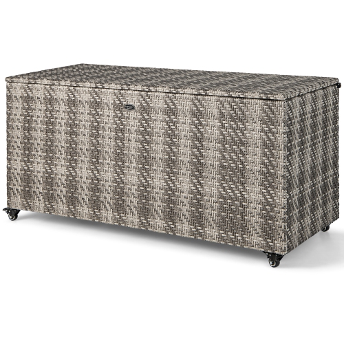 Gymax 2-in-1 PE Wicker Outdoor Storage Box Furniture Deck Box Garden Tools