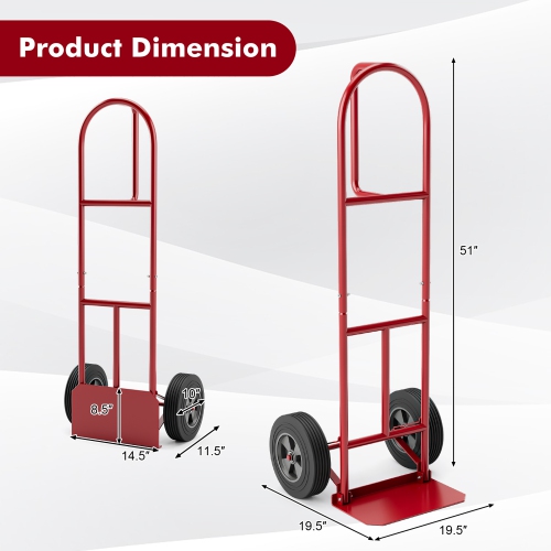Gymax Heavy Duty Hand Truck Trolley 660lbs Capacity Dolly Cart w/ Foldable Nose Plate
