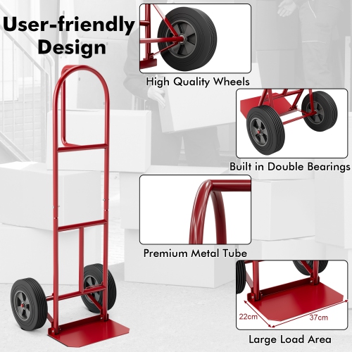 Gymax Heavy Duty Hand Truck Trolley 660lbs Capacity Dolly Cart w/ Foldable Nose Plate