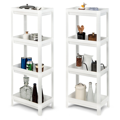 Gymax 2PCS 4 Tier Slim Storage Cart Detachable Kitchen Organizer Utility Shelves