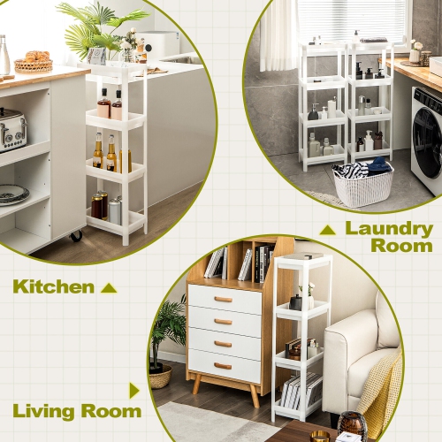 Gymax 2PCS 4 Tier Slim Storage Cart Detachable Kitchen Organizer Utility Shelves
