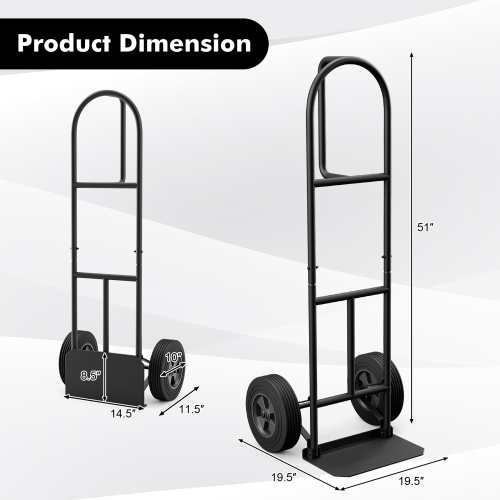 Gymax Heavy Duty Hand Truck Trolley 660lbs Capacity Dolly Cart w/ Foldable Nose Plate