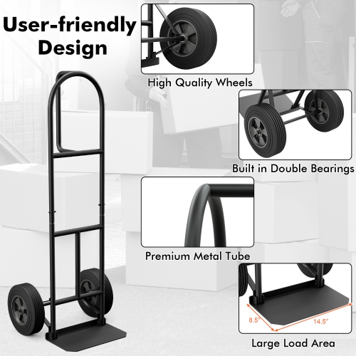 Gymax Heavy Duty Hand Truck Trolley 660lbs Capacity Dolly Cart w/ Foldable Nose Plate