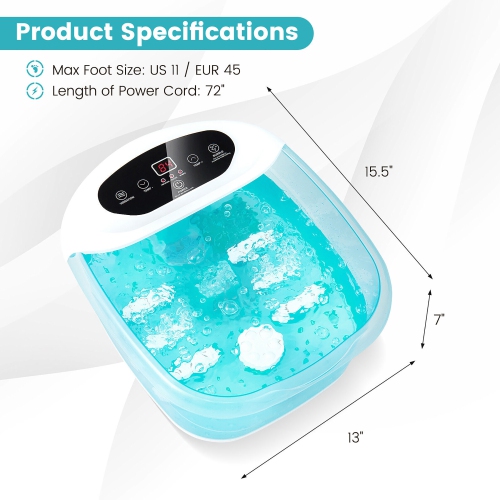 Gymax Foot Spa Massager Foot Bath Soak Tub with Heat Bubble Massage Beads