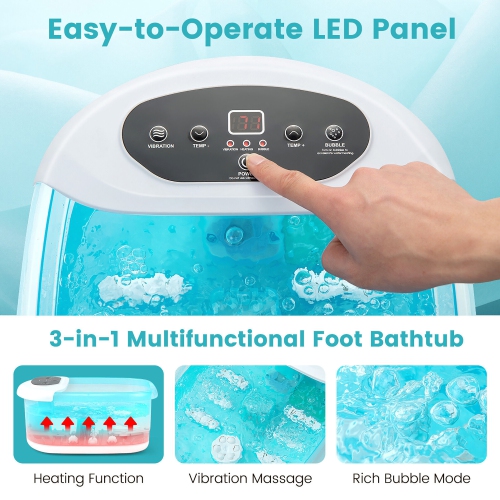 Gymax Foot Spa Massager Foot Bath Soak Tub with Heat Bubble Massage Beads