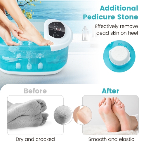 Gymax Foot Spa Massager Foot Bath Soak Tub with Heat Bubble Massage Beads