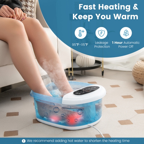 Gymax Foot Spa Massager Foot Bath Soak Tub with Heat Bubble Massage Beads
