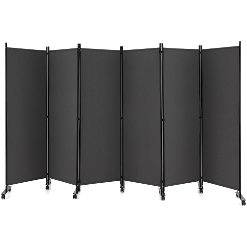 Séparateur de pièce pliante à 6 panneaux de Costway – Écran de confidentialité roulant de 6 pi avec roulettes verrouillables