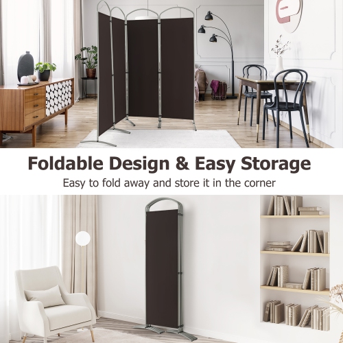 Costway 4 Panels Folding Room Divider 6 Ft Tall Fabric Privacy Screen