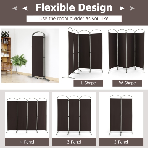 Costway 4 Panels Folding Room Divider 6 Ft Tall Fabric Privacy Screen