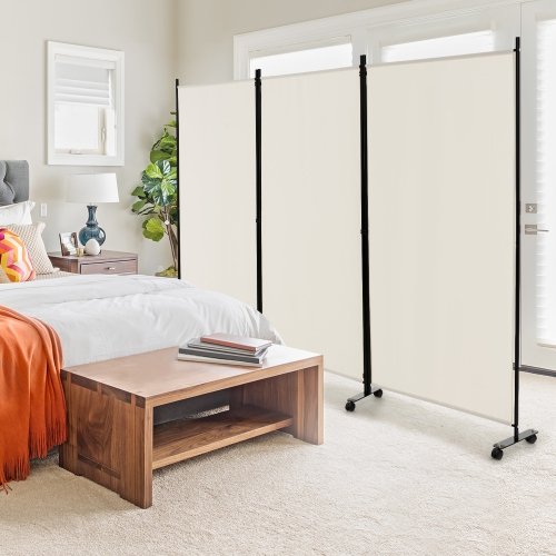 Costway 3-Panel Folding Room Divider 6Ft Rolling Privacy Screen withLockable Wheels