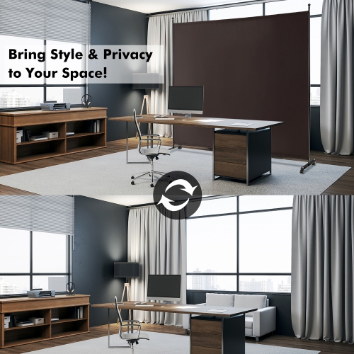 Costway 6FT Single Panel Room Divider with Wheels Rolling Fabric Partition Privacy Screen