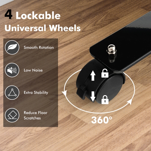 Costway 6FT Single Panel Room Divider with Wheels Rolling Fabric Partition Privacy Screen