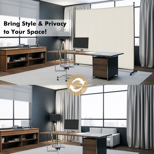 Costway 6FT Single Panel Room Divider with Wheels Rolling Fabric Partition Privacy Screen