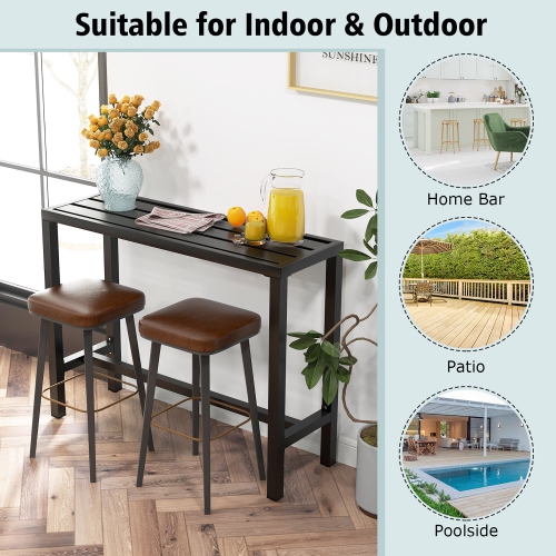 Costway Outdoor Metal Bar Table 48" Patio Rectangular Counter Height Dining Table Black