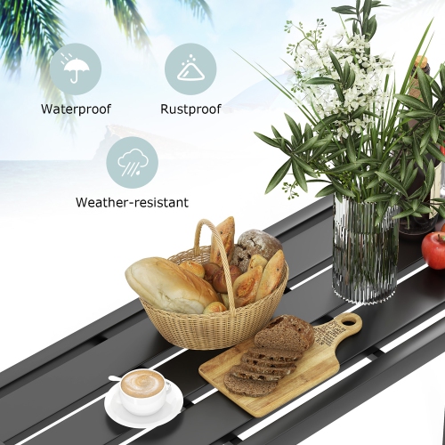 Costway Outdoor Metal Bar Table 48" Patio Rectangular Counter Height Dining Table Black