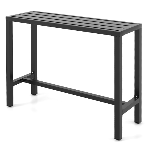 Costway Outdoor Metal Bar Table 48" Patio Rectangular Counter Height Dining Table Black
