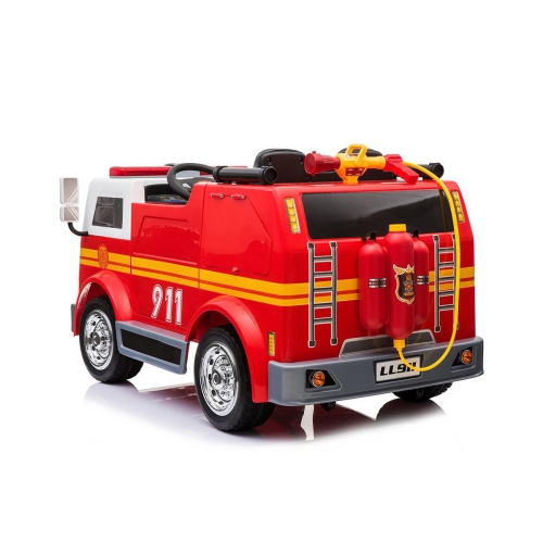 24V Fire Truck 2-Seater Kids Ride-On Car with Water Blaster Walkie Talkie Rubber Tires Leather Seat With RC