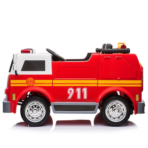 24V Fire Truck 2-Seater Kids Ride-On Car with Water Blaster Walkie Talkie Rubber Tires Leather Seat With RC