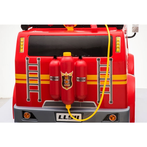 24V Fire Truck 2-Seater Kids Ride-On Car with Water Blaster Walkie Talkie Rubber Tires Leather Seat With RC