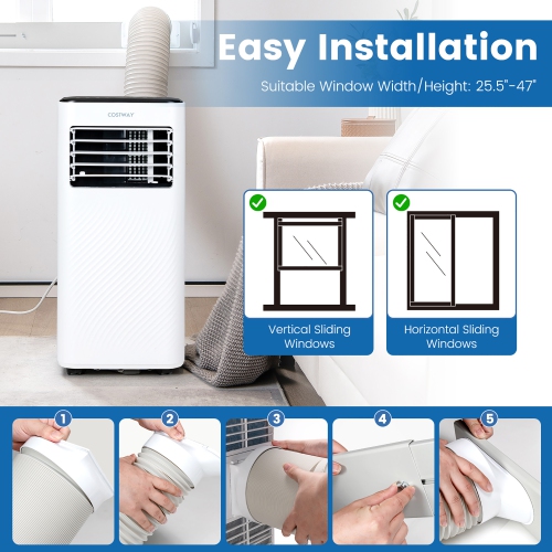 Costway 10000 BTU Portable Air Conditioner 4-in-1 AC with Cool Fan Dehumidifier Sleep Mode
