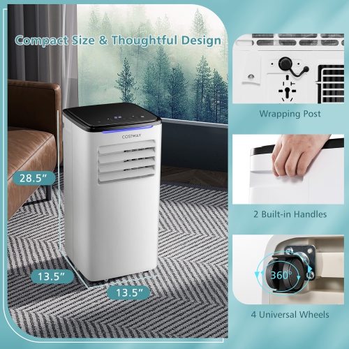 Costway 8000 BTU Portable Air Conditioner 3-in-1 AC Unit w/ Cool Dehum Fan Sleep Mode