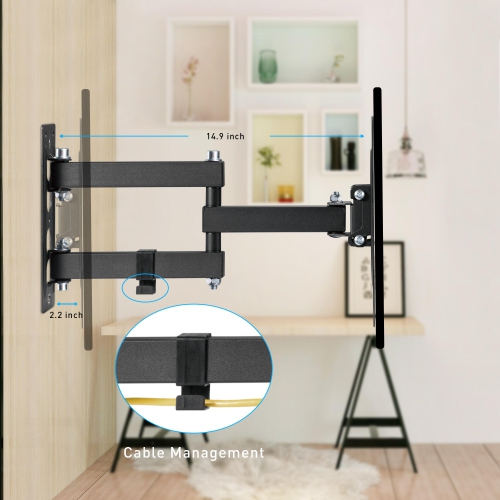 Full Motion TV Wall Mount for 23-43 Inch Flat or Curved Screen Hold up to 66lbs and VESA 200*200mm