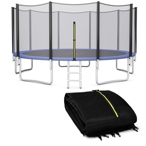 GYMAX  15Ft Trampoline Safety Net Replacement Protection Enclosure Net for 10 Poles