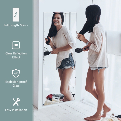 Gymax 43'' x 15'' Wall Mounted Frameless Mirror Full Length Vertically or Horizontally