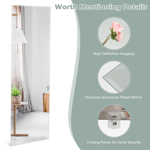 Gymax 43'' x 15'' Wall Mounted Frameless Mirror Full Length Vertically or Horizontally