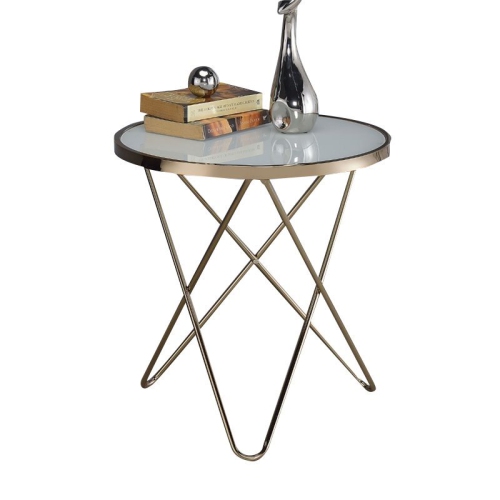 ACME Valora End Table in Frosted Glass and Champagne