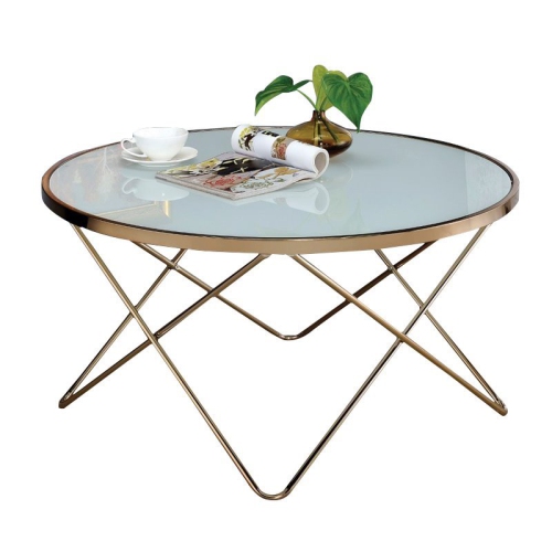 ACME Valora Coffee Table in Frosted Glass and Champagne