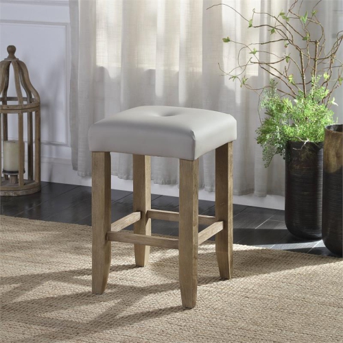 ACME Charnell Faux Leather Counter Height Stool in Gray and Oak