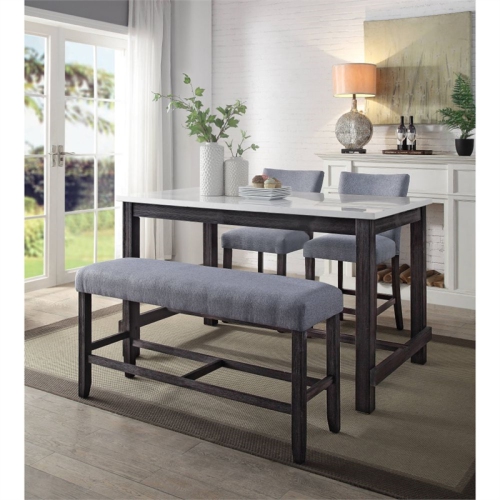 ACME FURNITURE  Acme Yelena Counter Height Chair (Set-2) In Fabric & Weathered Espresso