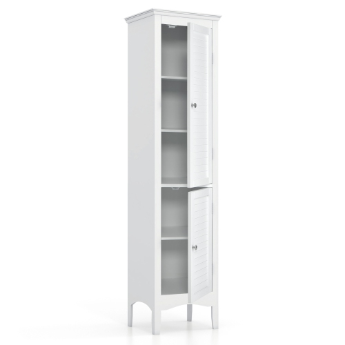 Topbuy Freestanding Bathroom Storage Cabinet Tall Narrow Storage Cabinet with 1 Adjustable Shelf 1 Drawer and 2 Doors