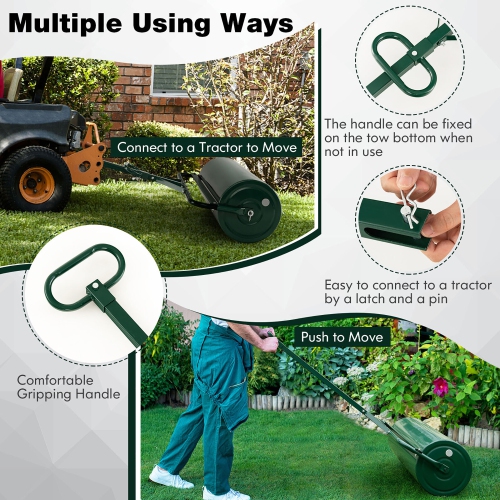 Gymax Lawn Roller Push/Tow Behind a Tractor Sod Drum Roller for Park Yard Garden Farm