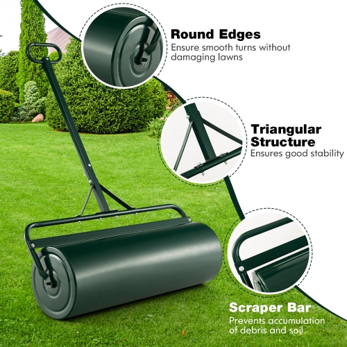 Gymax Lawn Roller Push/Tow Behind a Tractor Sod Drum Roller for Park Yard Garden Farm