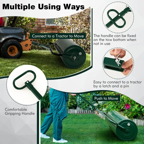 Gymax Lawn Roller Push/Tow Behind a Tractor Sod Drum Roller for Garden Yard Park Farm
