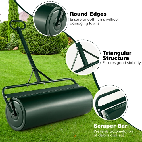 Gymax Lawn Roller Push/Tow Behind a Tractor Sod Drum Roller for Garden Yard Park Farm