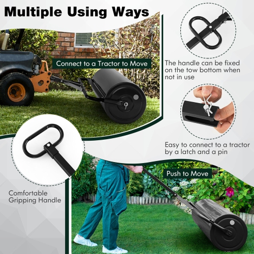 Gymax Lawn Roller Push/Tow Behind a Tractor Sod Drum Roller for Garden Yard Park Farm