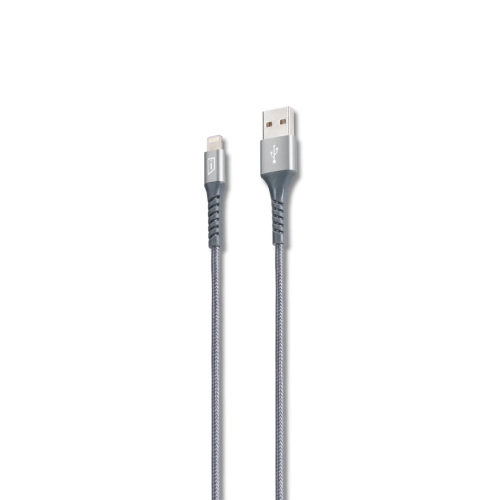 iStore - Charge & Sync Lightning to USB-A 4ft MFI Alloy Aluminum Flex Reinforced Cable - Space Gray