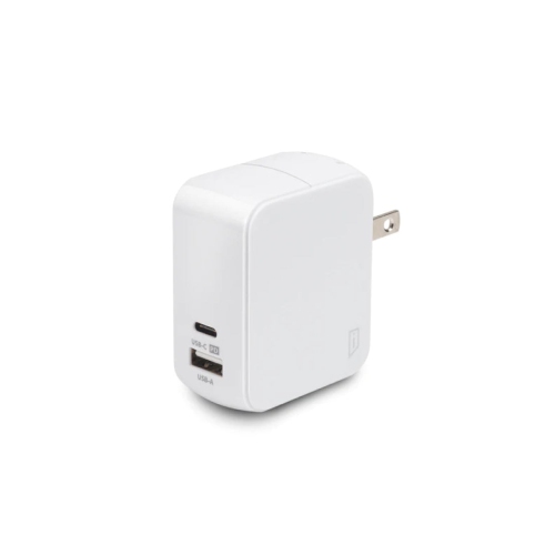 iStore - Wall Charger 2 Port USB-A USB-C 30W Power Cube Folding Prongs - White