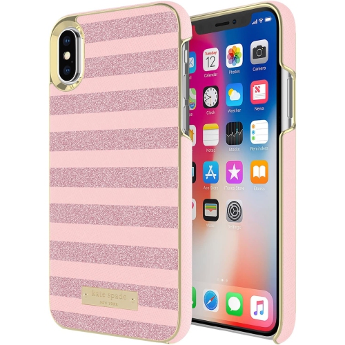 Étui Kate Spade à rayures scintillantes RGD iPhone X/XS