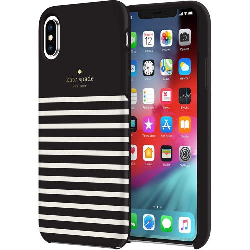 Étui Kate Spade NY FeedStripe IP XS Max noir/CR/or