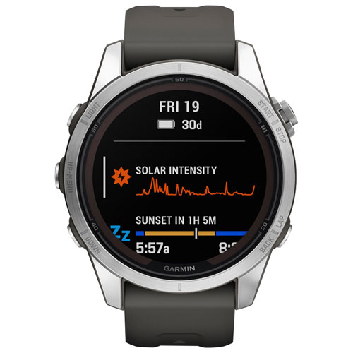 Garmin fenix 7S Pro Solar 42mm GPS Watch with Heart Rate Monitor - Silver/Graphite