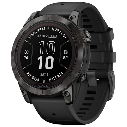 Montre intelligente multisport Bluetooth de 47 mm fēnix 7 Pro Sapphire Solar de Garmin - Gris carbone/Noir